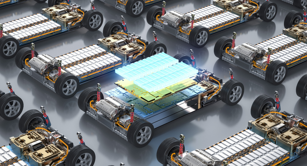 Power Grid Power Lines above city at dusk